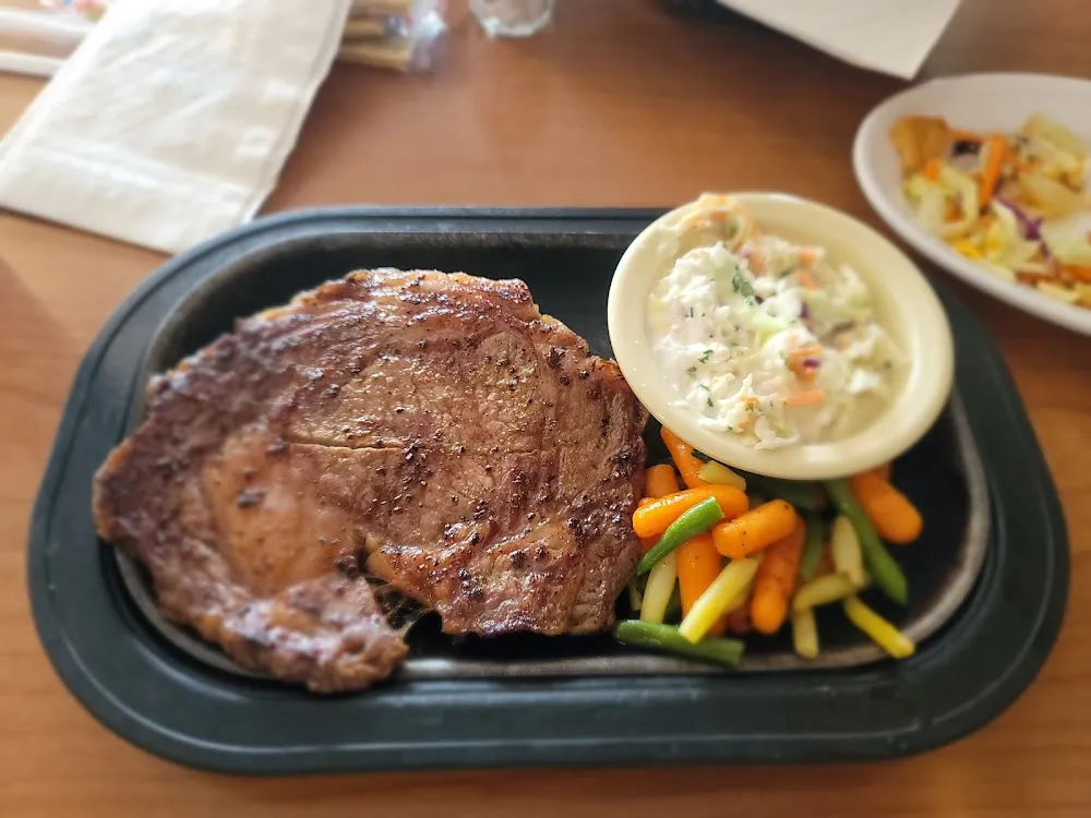 Rib Eye Steak Coleslaw Mixed Vegetables